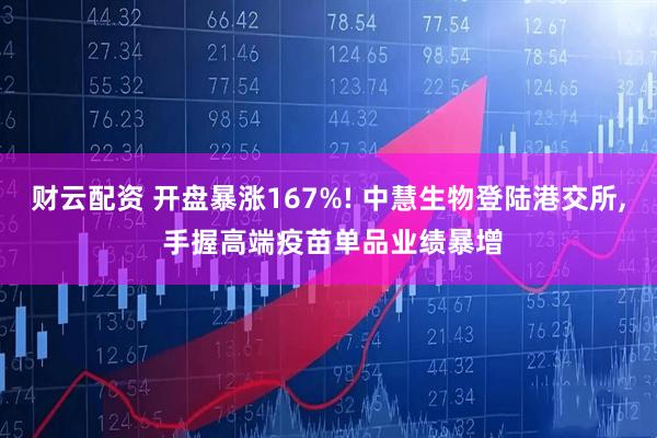 财云配资 开盘暴涨167%! 中慧生物登陆港交所, 手握高端疫苗单品业绩暴增