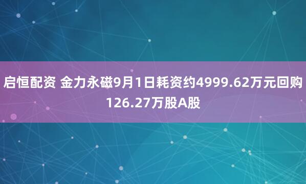 启恒配资 金力永磁9月1日耗资约4999.62万元回购126.27万股A股